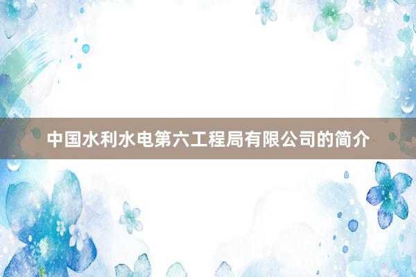 中国水利水电第六工程局有限公司的简介
